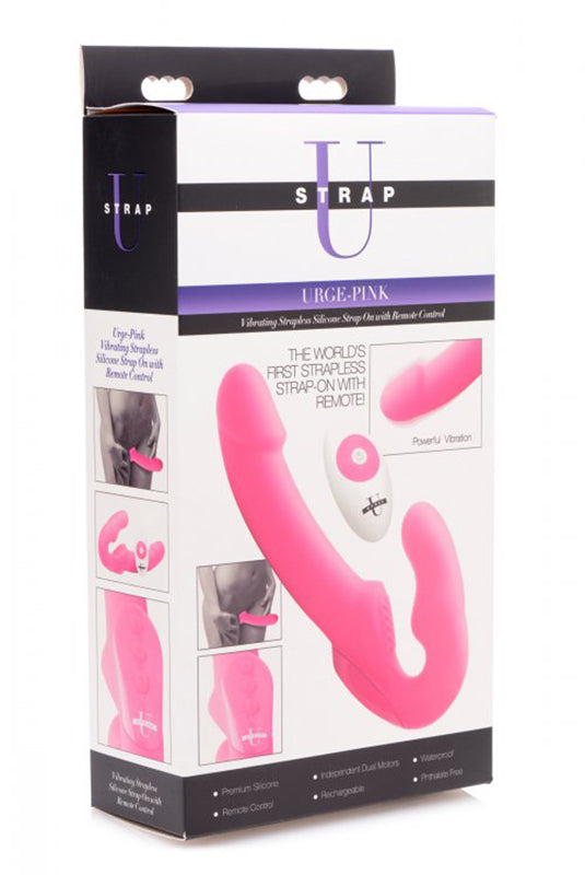 Urge Strapless Strap-On Vibrator - Pink