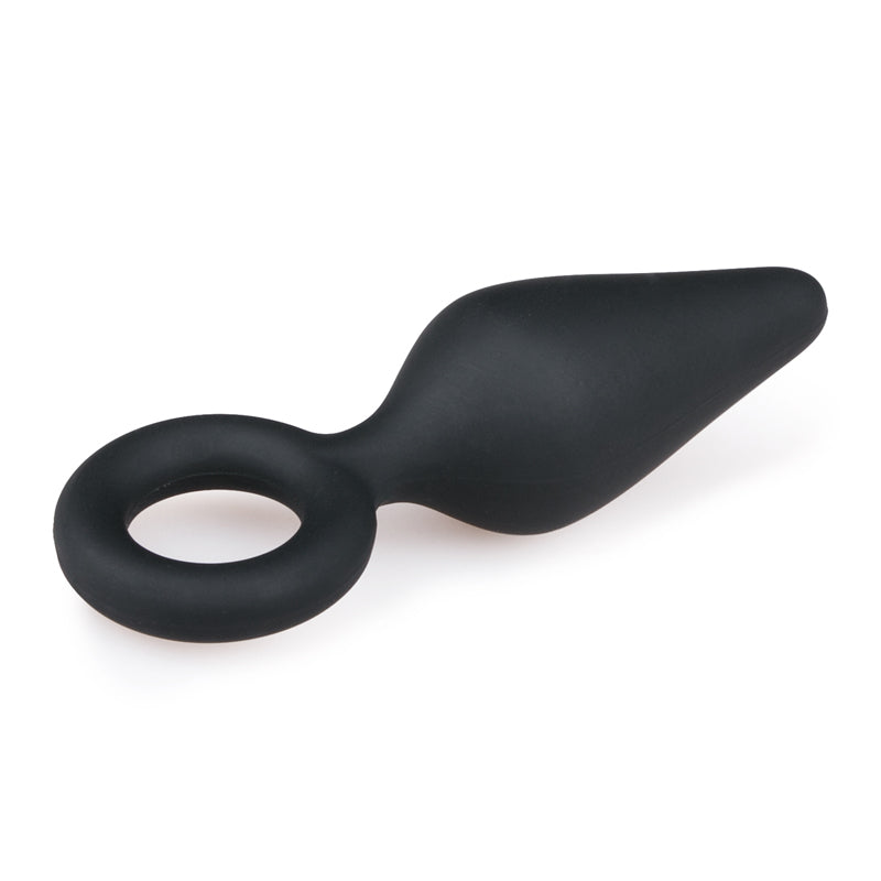 Black Buttplugs With Pull Ring - Small