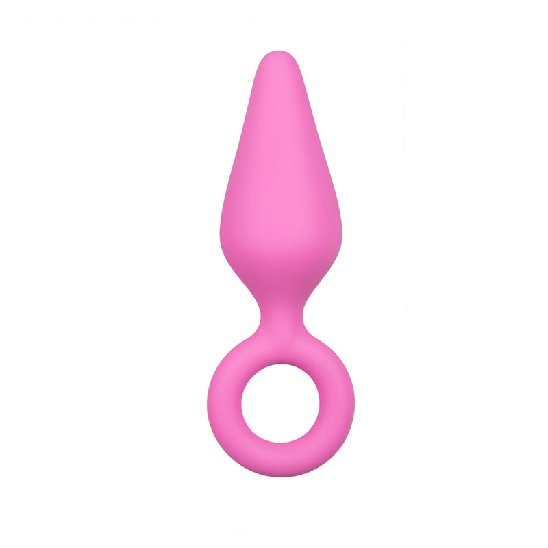 Pink Buttplugs With Pull Ring - Large