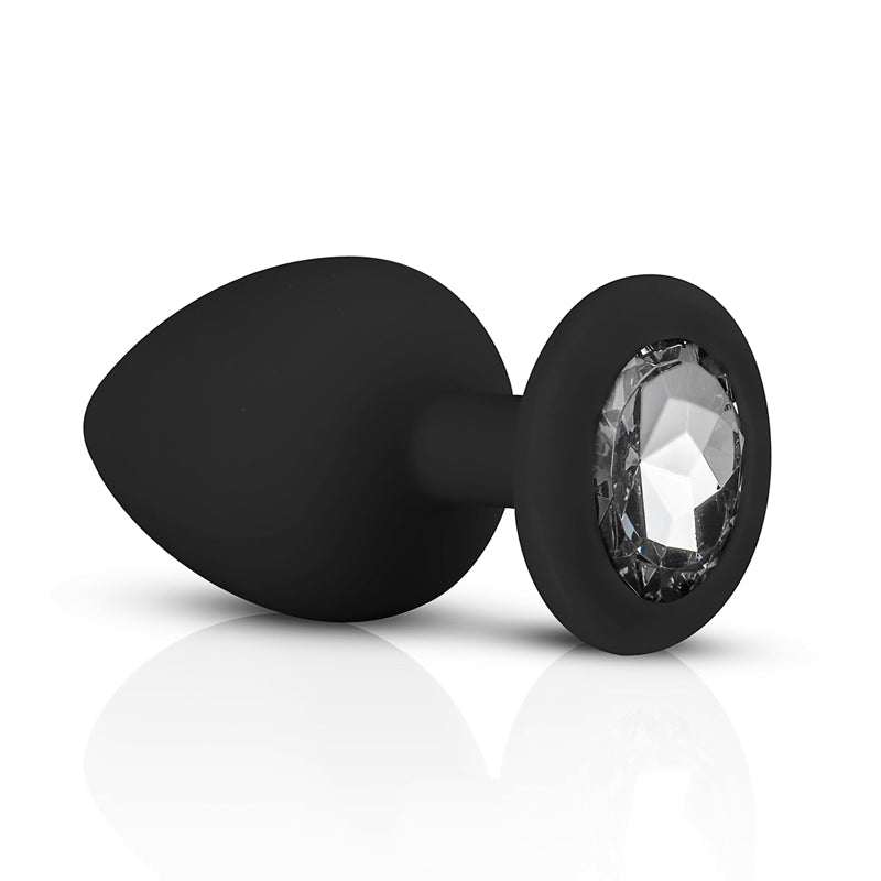 Silicone Buttplug Set with Diamond - Black