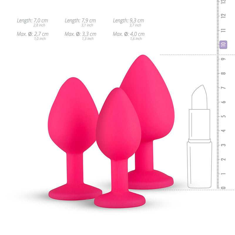 Silicone Butt Plug with Diamond - Pink