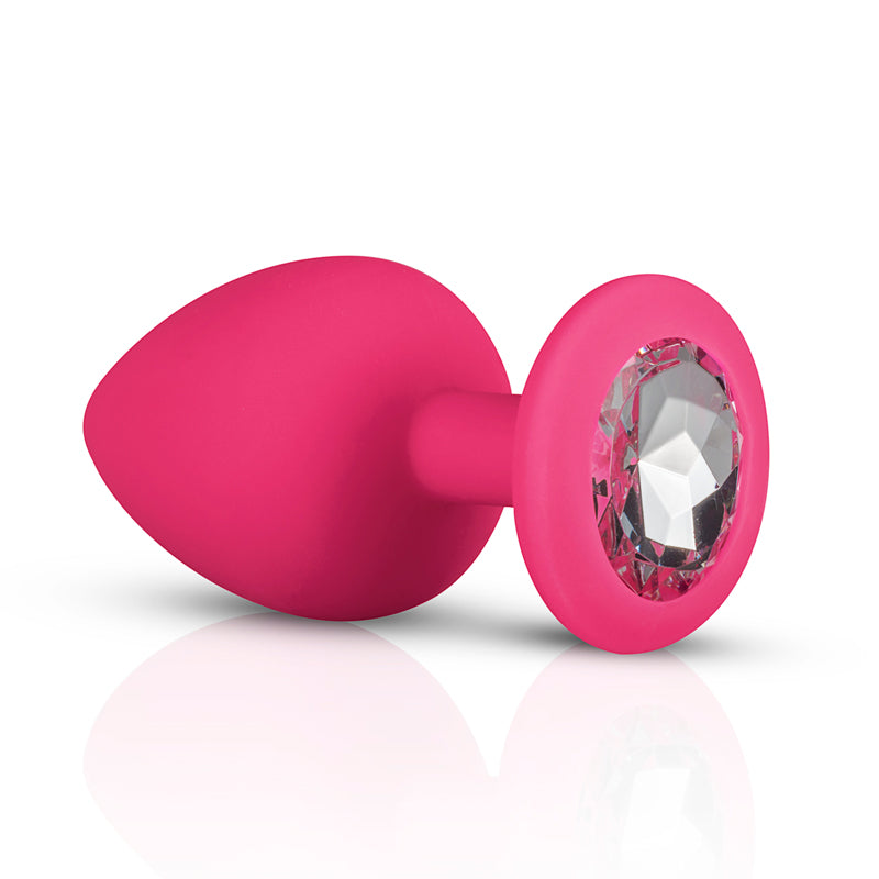 Silicone Butt Plug with Diamond - Pink