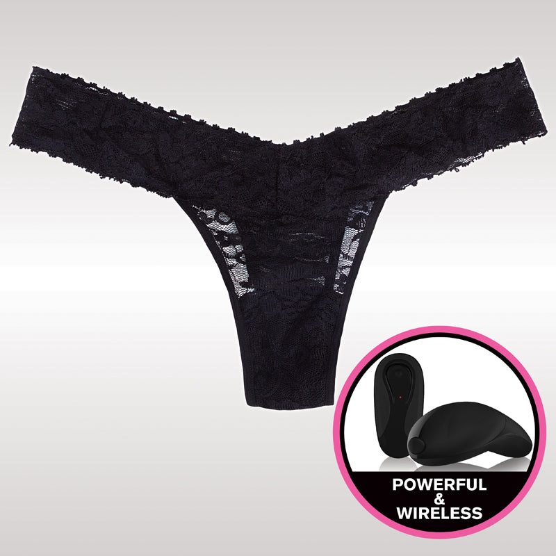 Lacy thong with bullet vibrator - Black