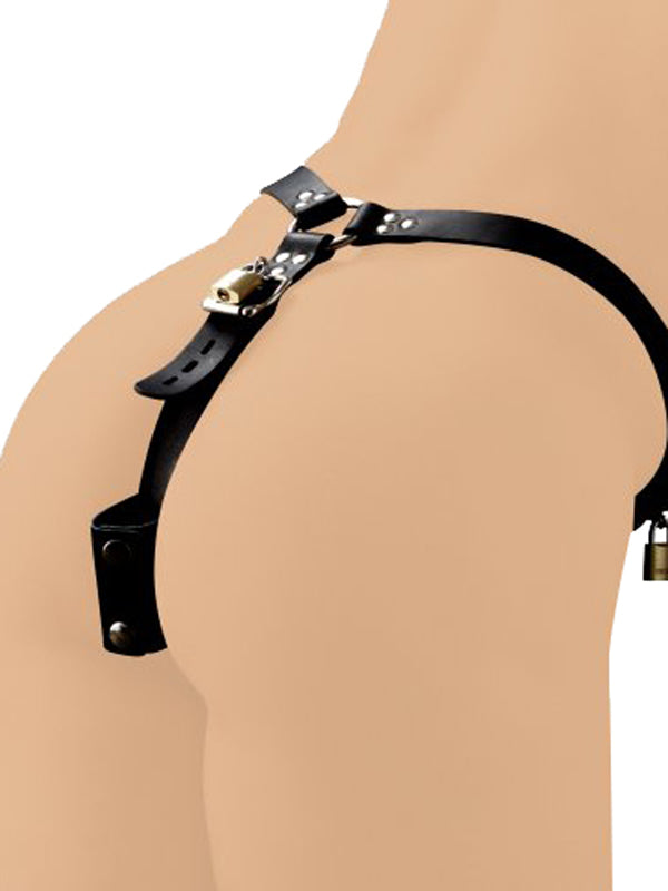 Strict Leather Locking Male Anal Plug Harness
